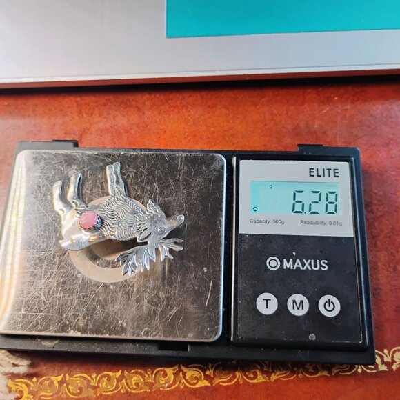 Sterling Silver Pink Conch Shell Moose Elk Pendant 2" Long - Picture 6 of 7